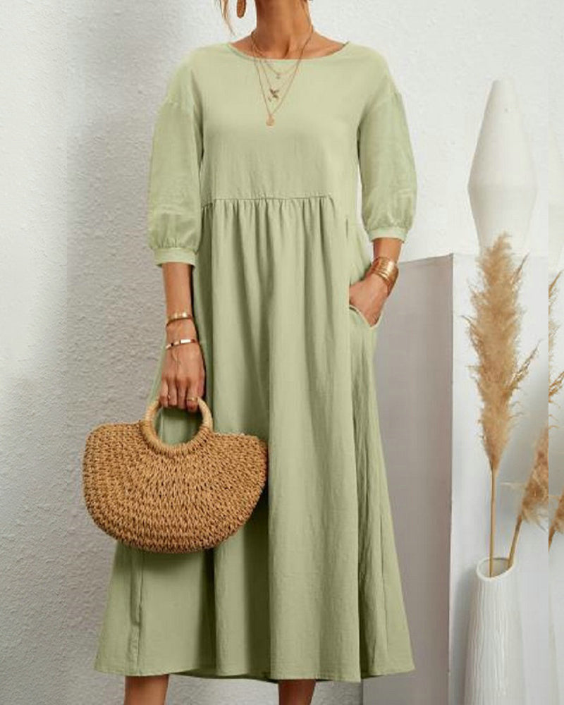 Arabella | Midi Dress with Pockets and 3/4 Sleeves