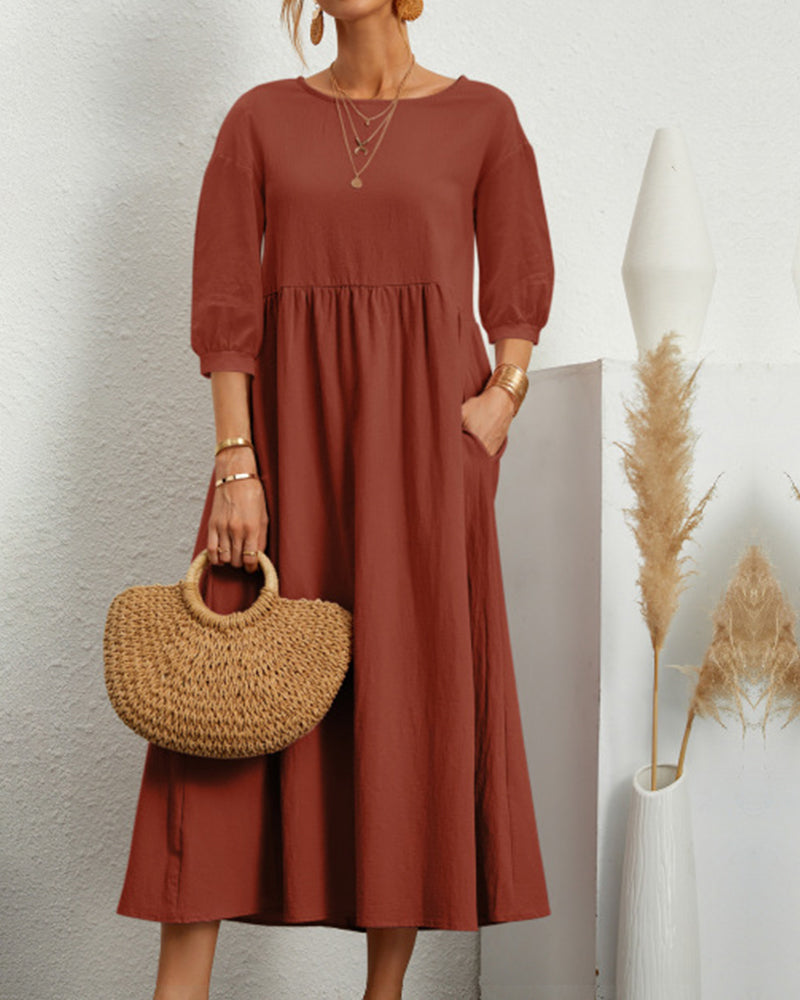 Arabella | Midi Dress with Pockets and 3/4 Sleeves
