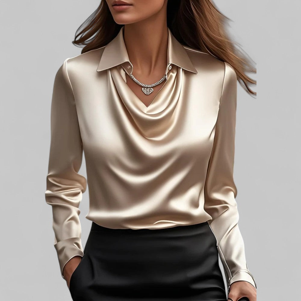 Holly | Satin Draped Neck Blouse