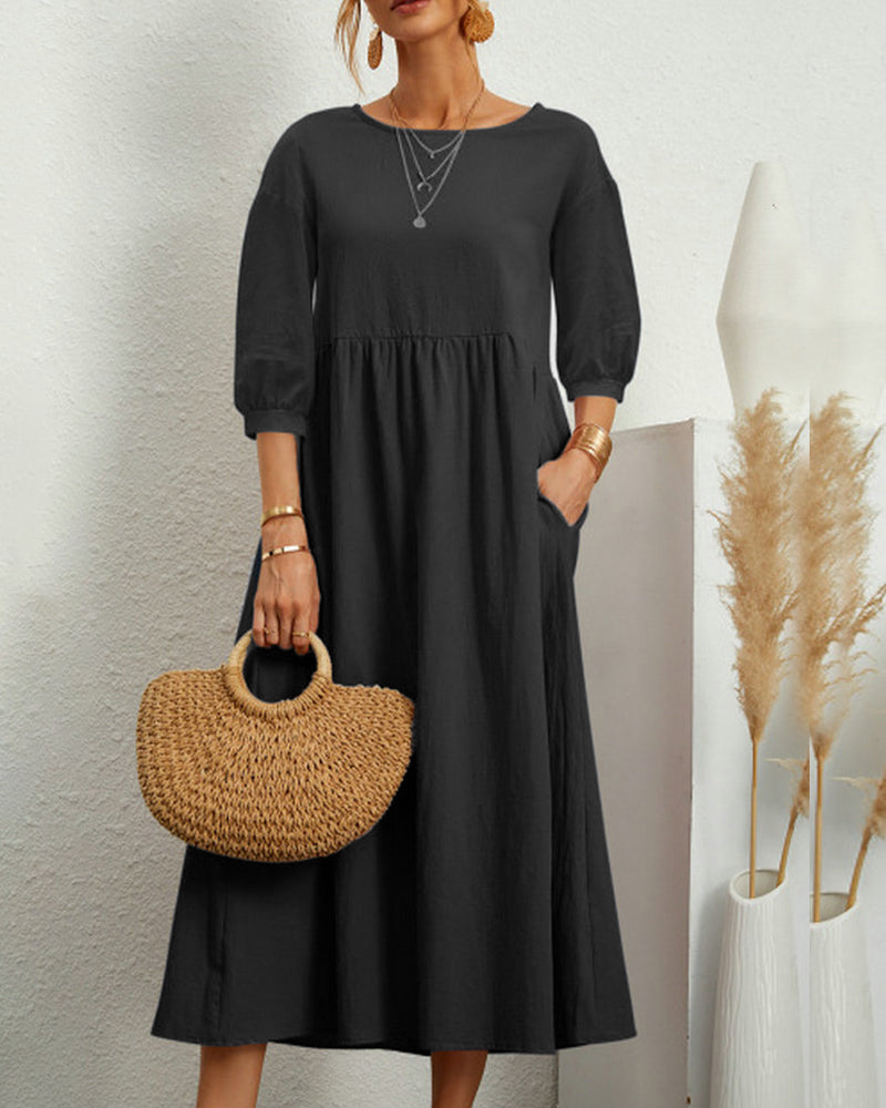 Arabella | Midi Dress with Pockets and 3/4 Sleeves