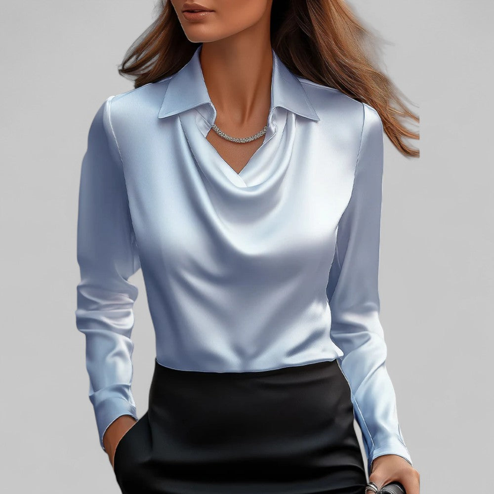 Holly | Satin Draped Neck Blouse