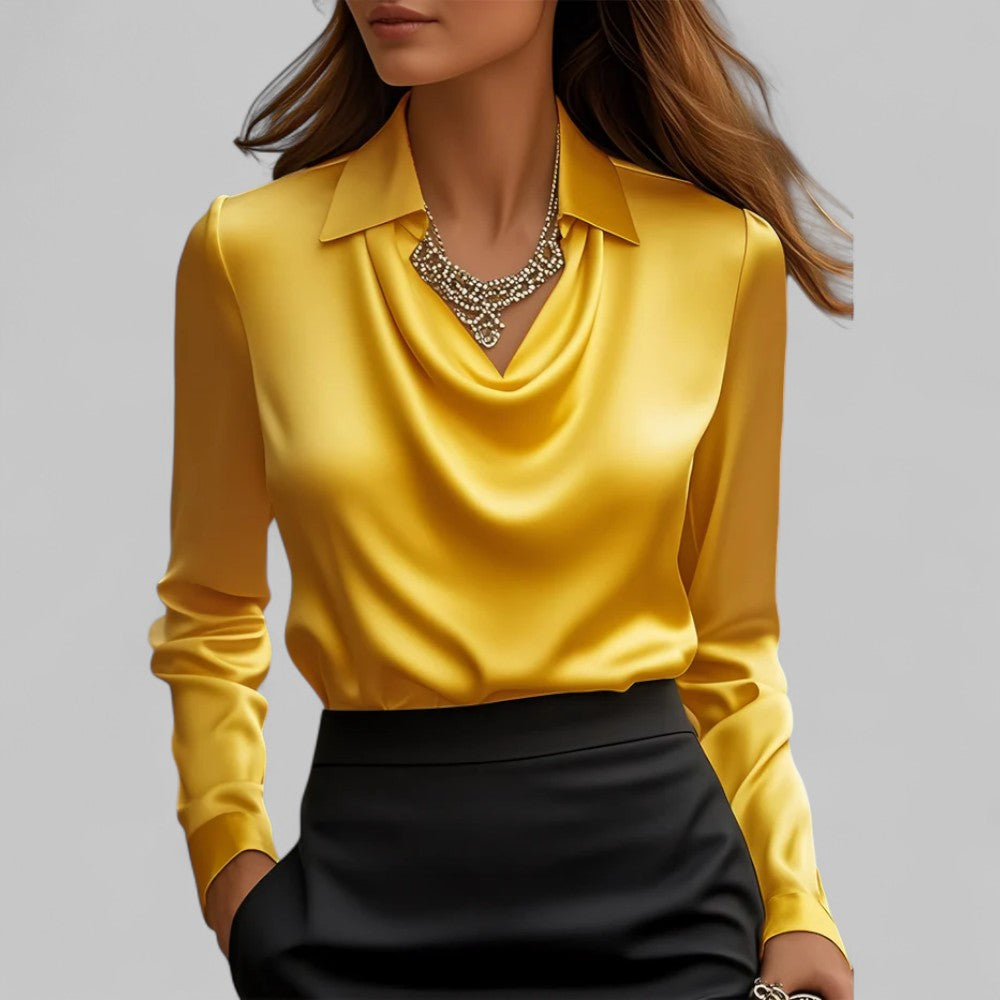 Holly | Satin Draped Neck Blouse