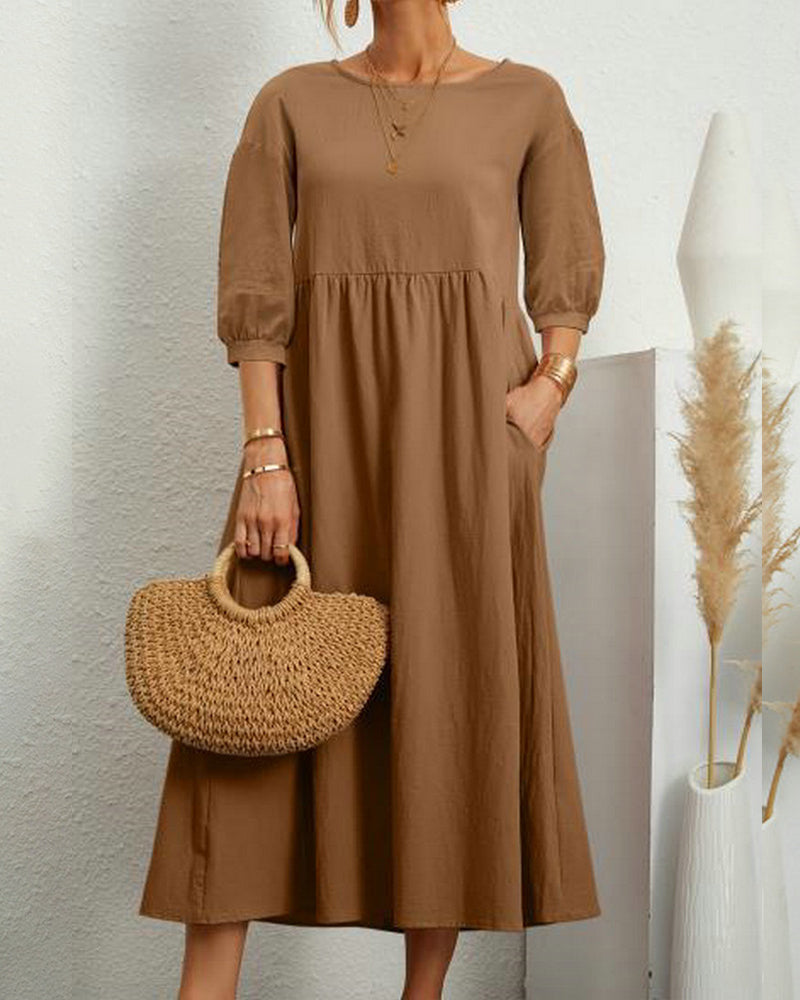 Arabella | Midi Dress with Pockets and 3/4 Sleeves