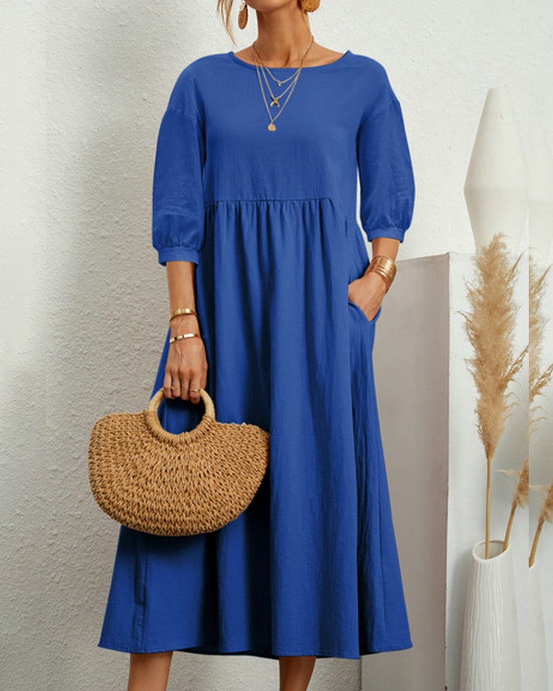 Arabella | Midi Dress with Pockets and 3/4 Sleeves
