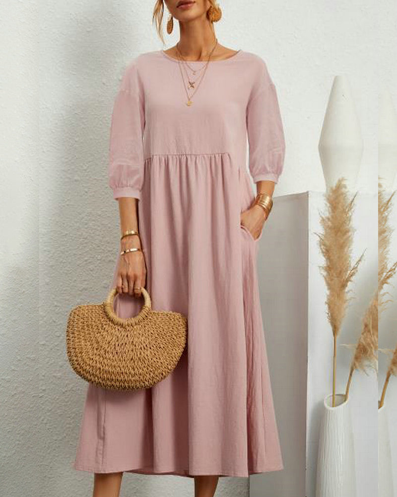 Arabella | Midi Dress with Pockets and 3/4 Sleeves