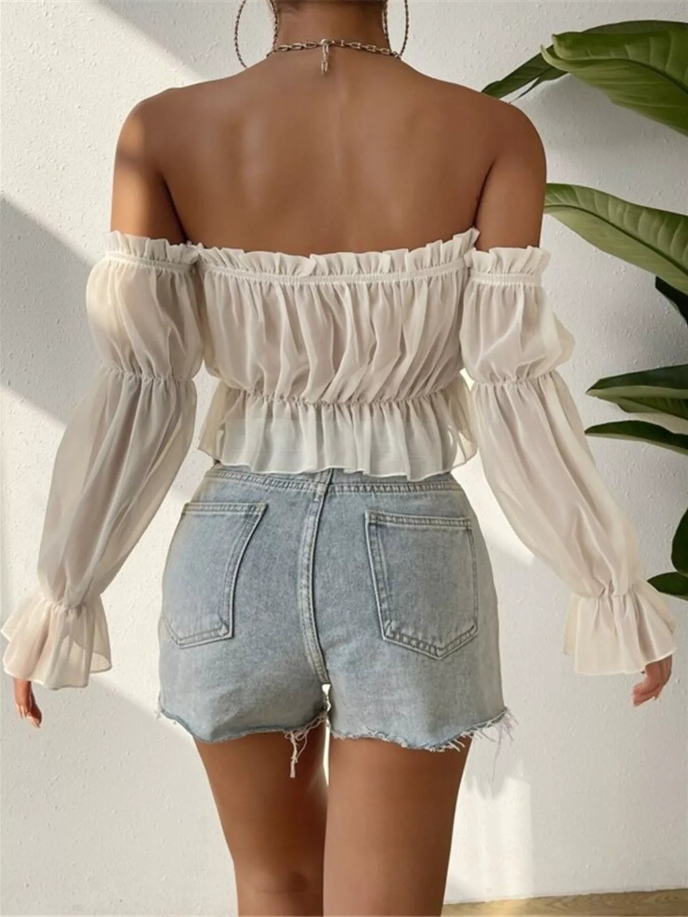 Geneva | Off Shoulder Ruffle Crop Blouse
