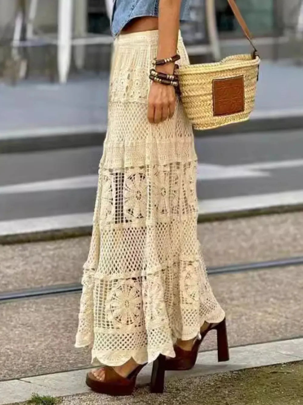 Evelyn | Crochet Lace Maxi Skirt
