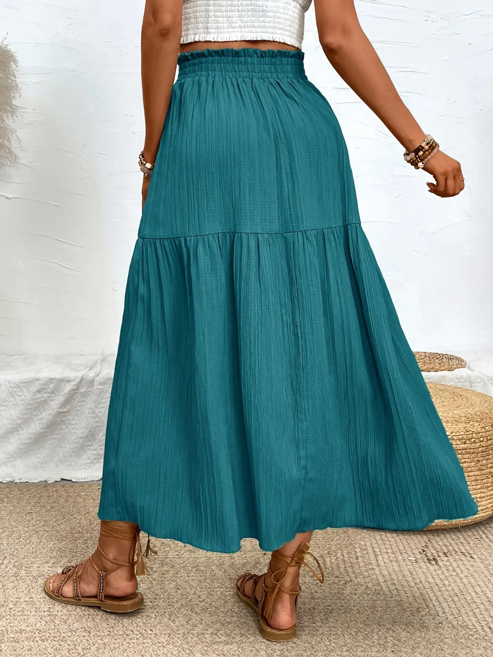 Sophie | Tiered High Slit Midi Skirt