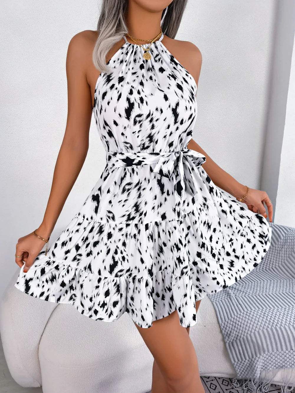 Isadora | Printed Halter Mini Dress