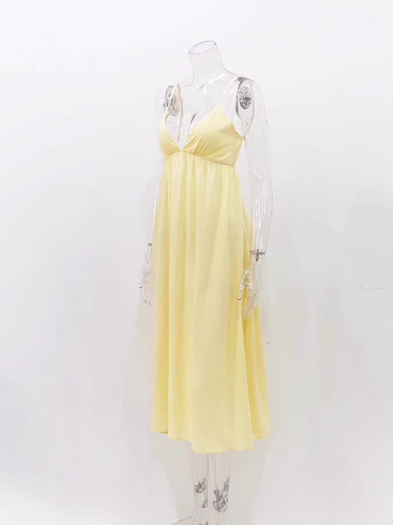 Ivy | Deep V-Neck Spaghetti Strap Maxi Dress