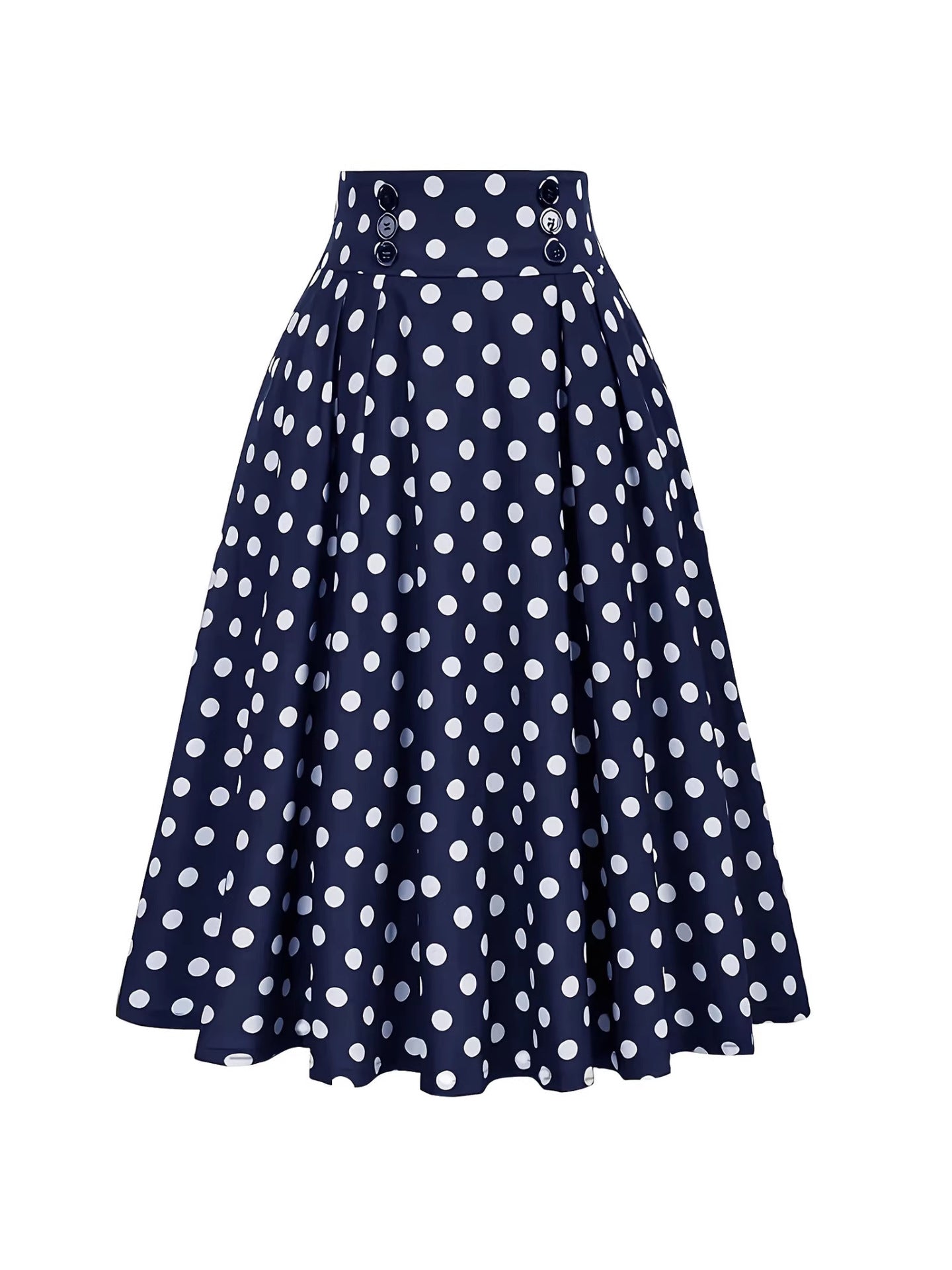 Ruby | Polka Dot Midi Skirt with Button Detail