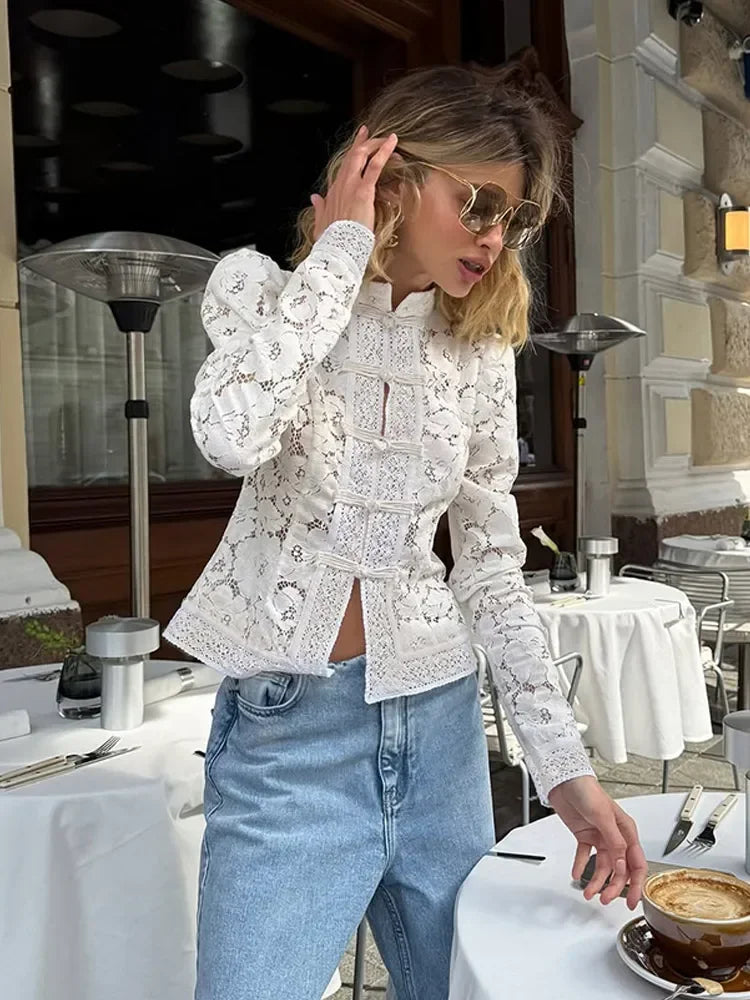 Eleanor | Vintage Lace High Neck Blouse