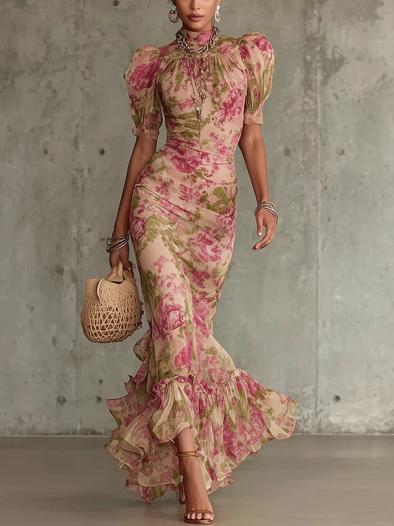 Rosie | Floral Puff Sleeve Maxi Dress
