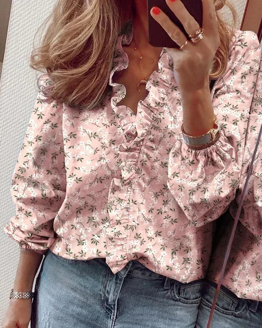 Georgia | Ruffle Collar Signature Longline Sleeve Blouse
