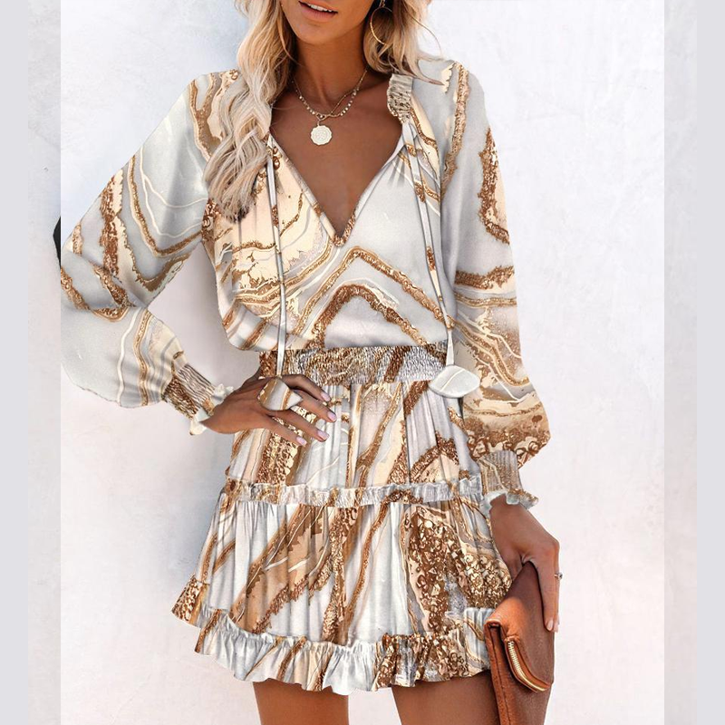 Serena | Ruffle Trim V Neck Mini Dress