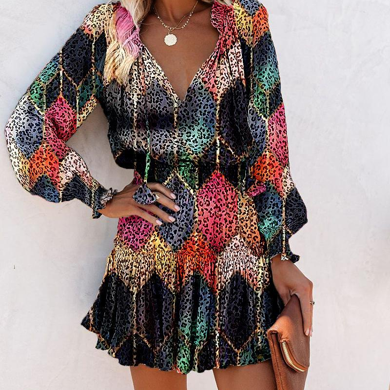 Serena | Ruffle Trim V Neck Mini Dress