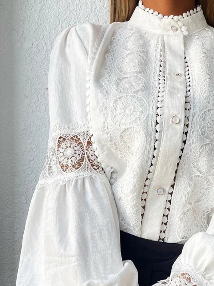 Florence | Vintage Lace High Neck Blouse
