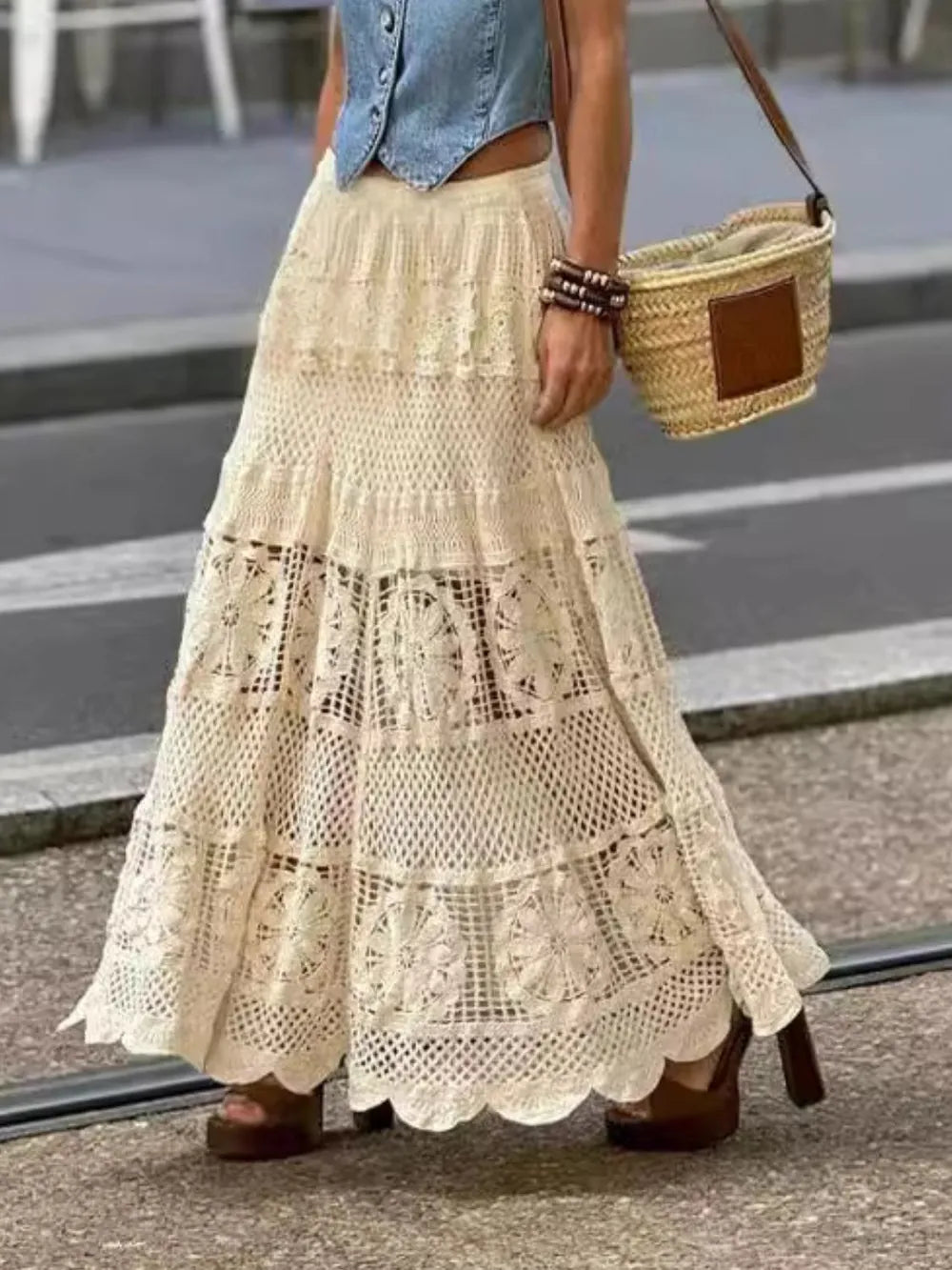 Evelyn | Crochet Lace Maxi Skirt