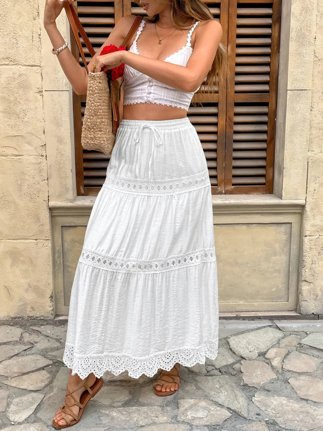 Florence | Lace Tiered Maxi Skirt