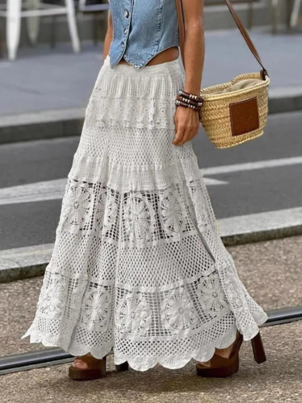 Evelyn | Crochet Lace Maxi Skirt
