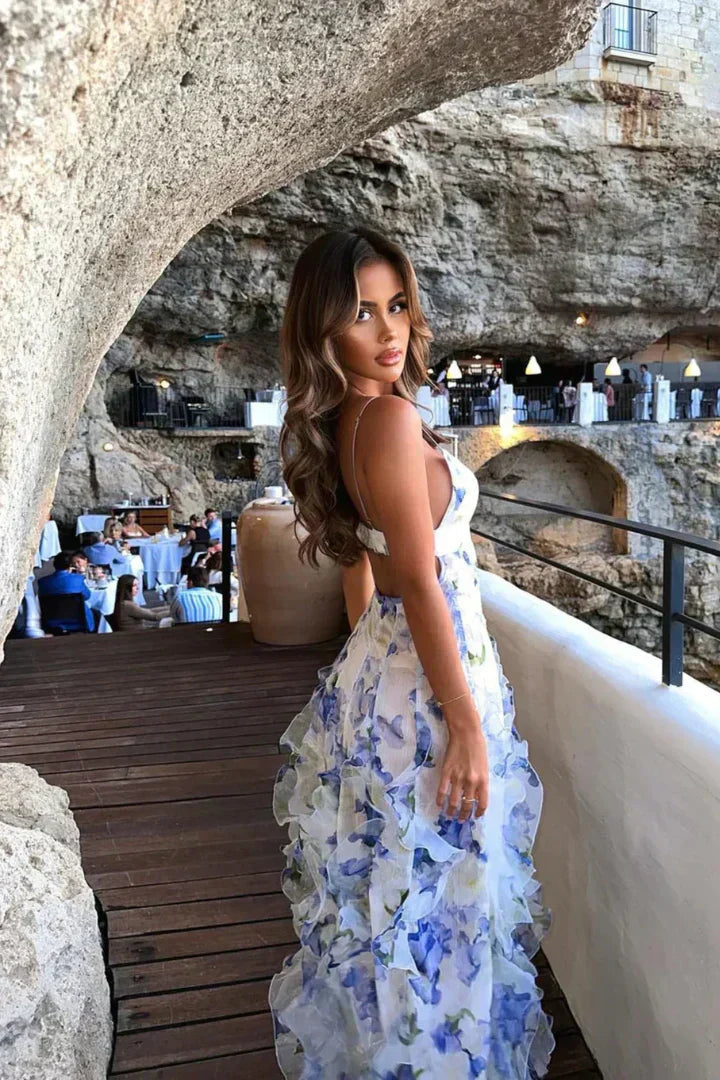 Violet | Floral Spaghetti Strap Maxi Dress