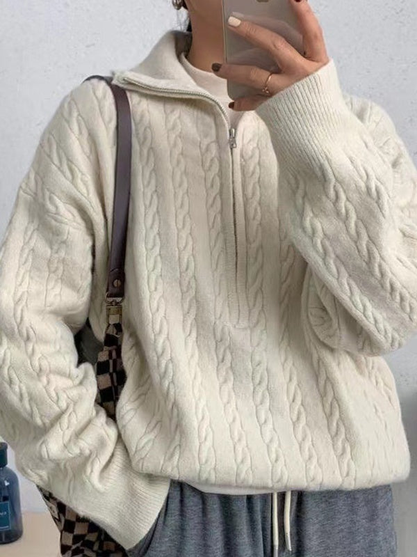 Florence | Cable Knit Half Zip Jumper