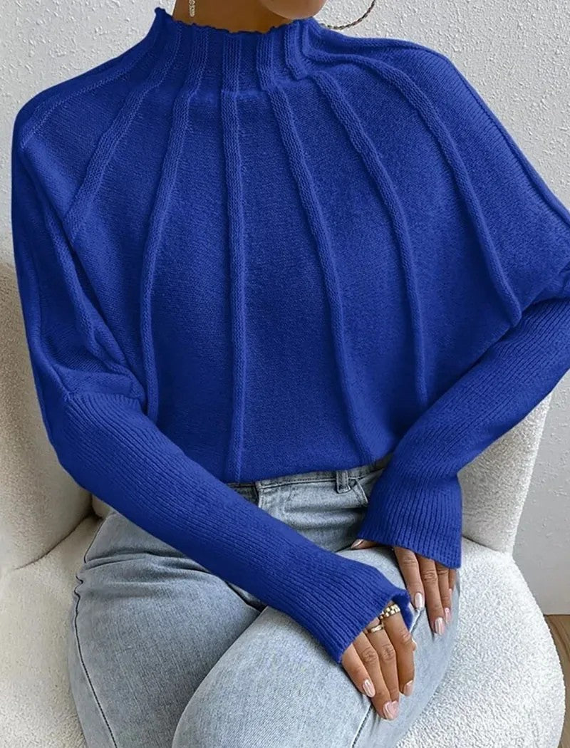 Holly | Sunburst Knit Mock Neck Jumper