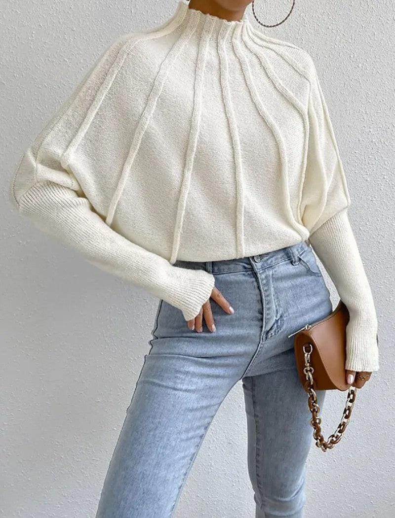 Holly | Sunburst Knit Mock Neck Jumper