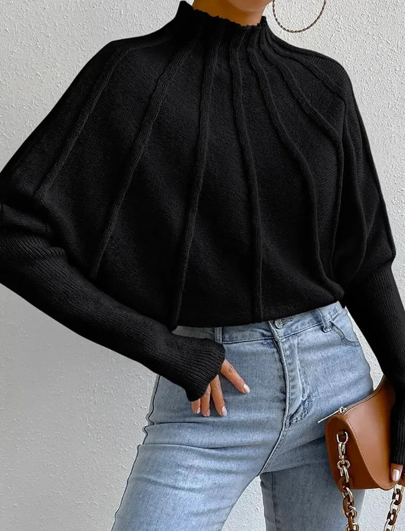 Holly | Sunburst Knit Mock Neck Jumper