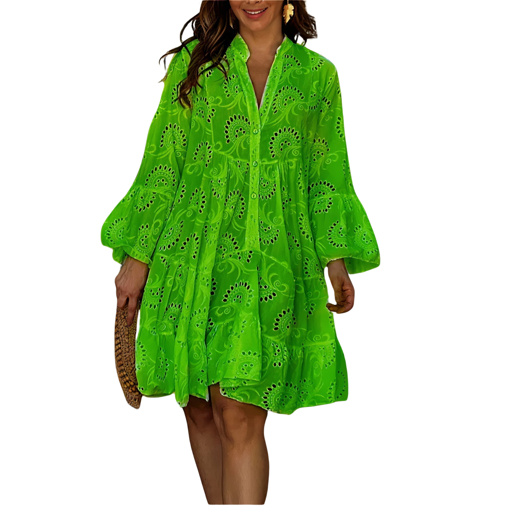 Florence | Lace V Neck Shirt Dress