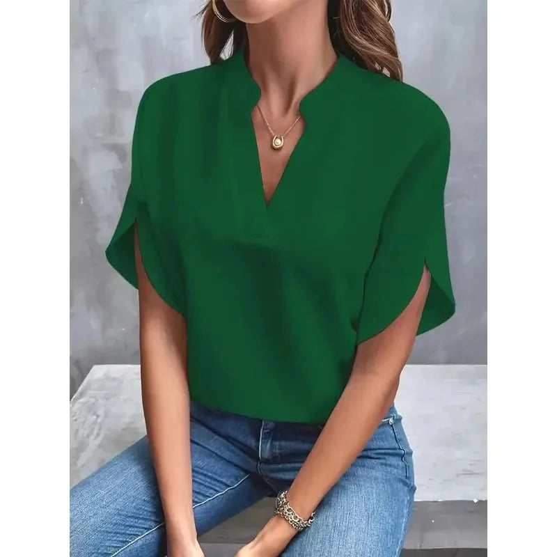 Emily | Women's V-Neck Split Sleeve Blouse
