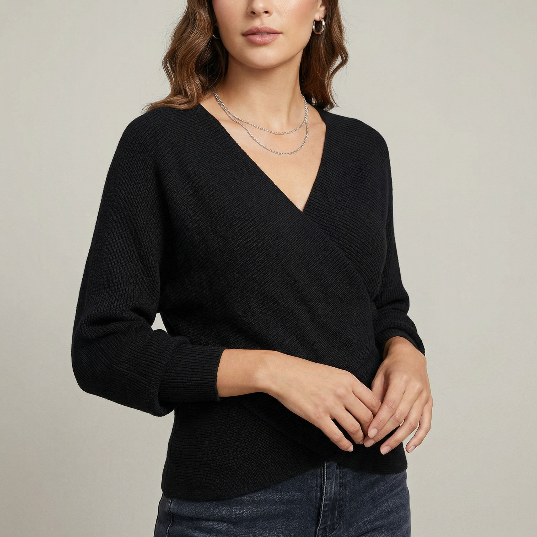 Matilda | Crossover V Neck Knit Jumper