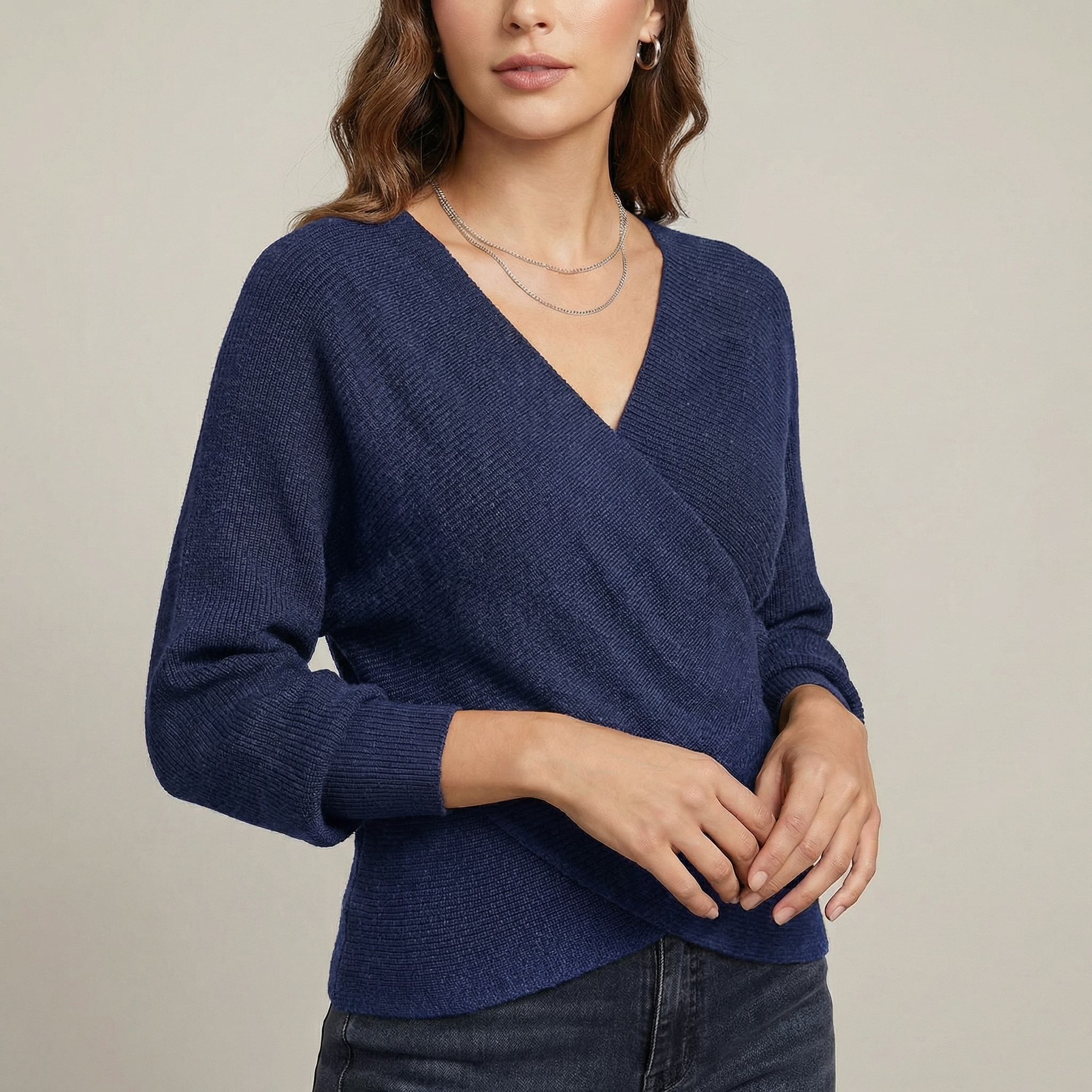 Matilda | Crossover V Neck Knit Jumper