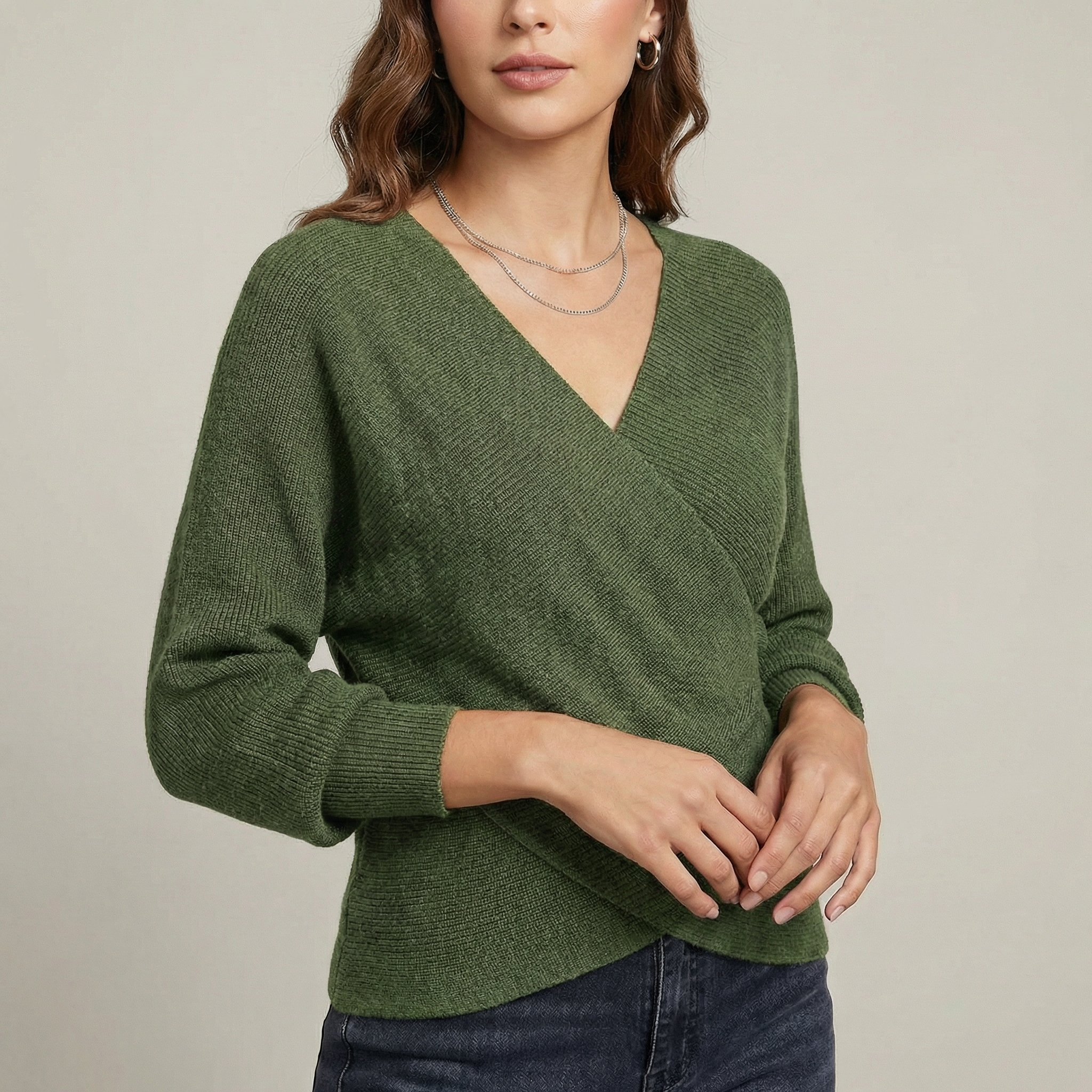 Matilda | Crossover V Neck Knit Jumper