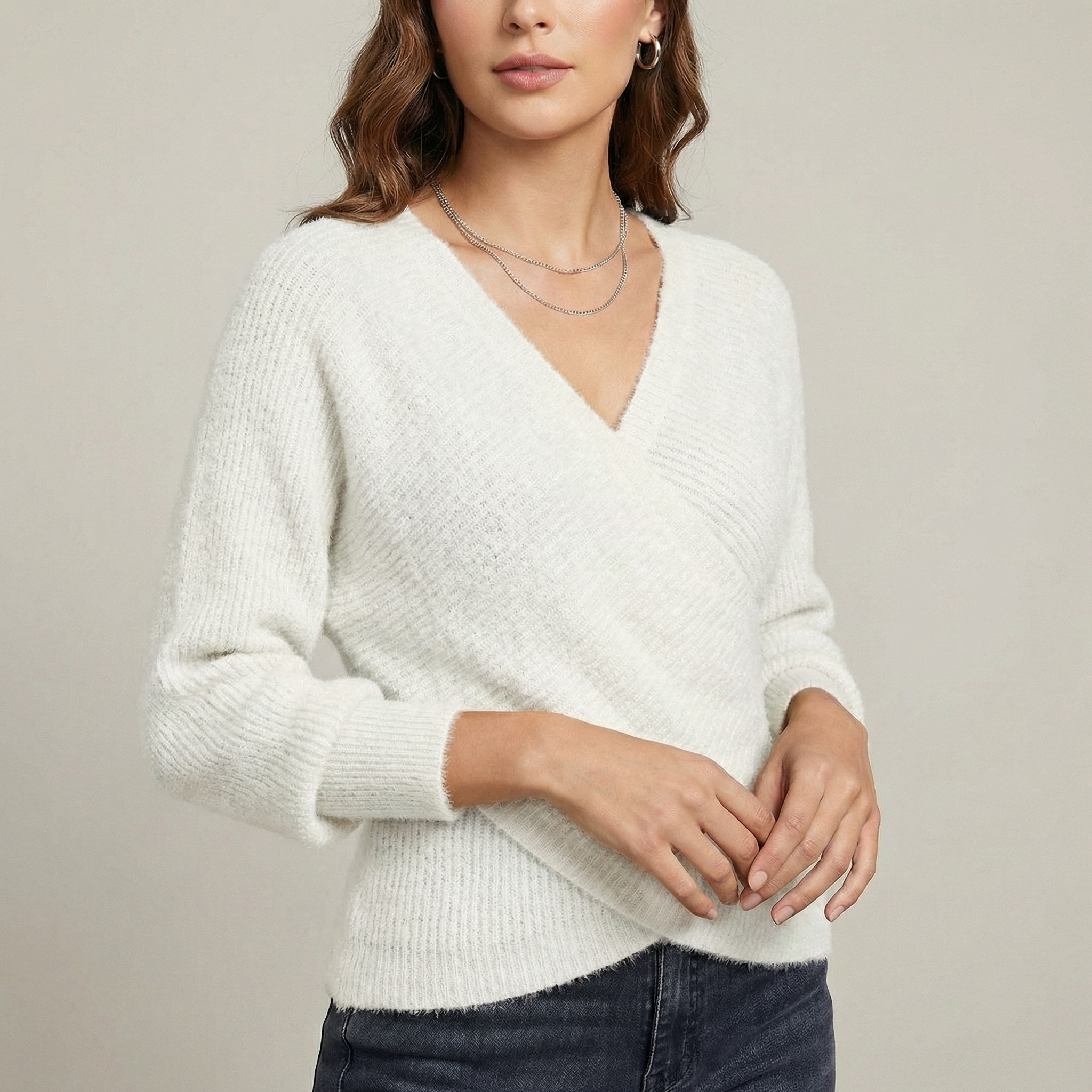 Matilda | Crossover V Neck Knit Jumper