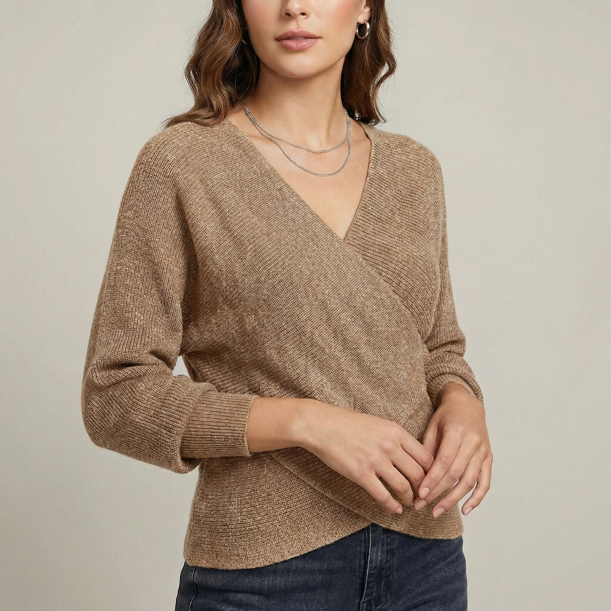 Matilda | Crossover V Neck Knit Jumper