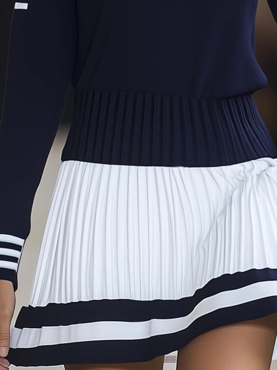 Sophie | Navy Blue & White Sporty Mini Dress