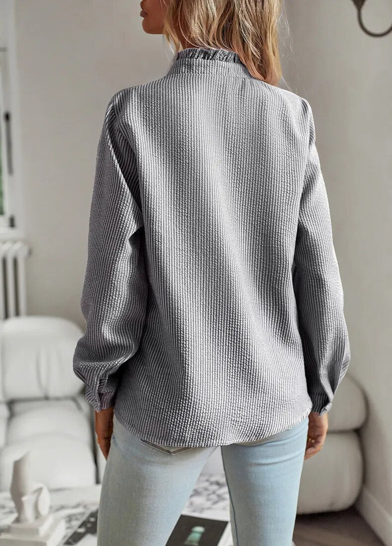 Grace | Long Sleeve Blouse with Ruffle Details