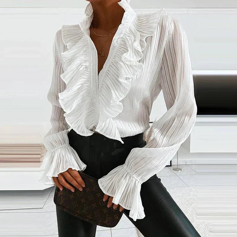 Emma | Chiffon Ruffle Blouse with Elegant Fit