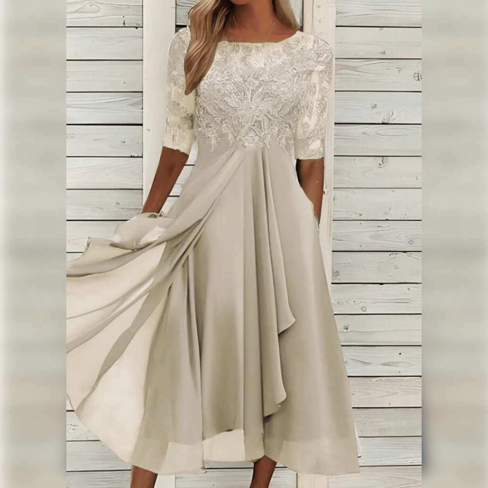 Matilda | Lace Chiffon Occasion Midi Dress