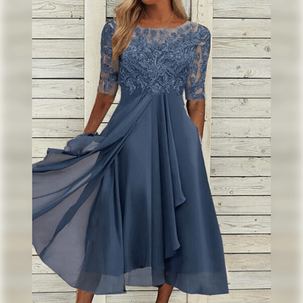 Matilda | Lace Chiffon Occasion Midi Dress