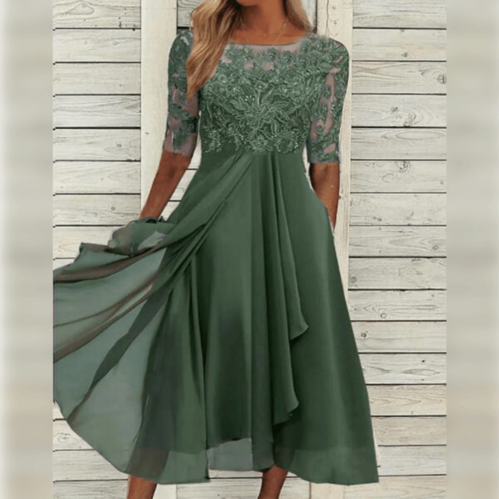 Matilda | Lace Chiffon Occasion Midi Dress