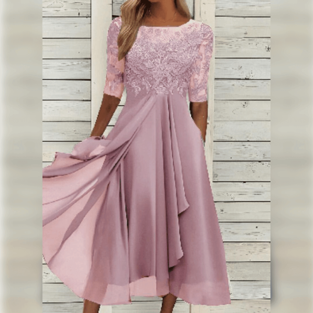 Matilda | Lace Chiffon Occasion Midi Dress