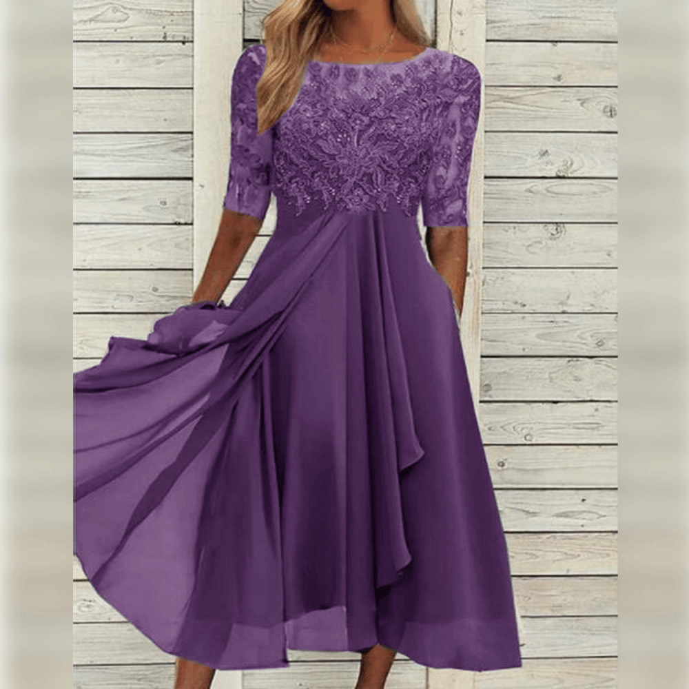 Matilda | Lace Chiffon Occasion Midi Dress