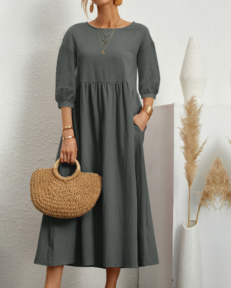 Arabella | Midi Dress with Pockets and 3/4 Sleeves