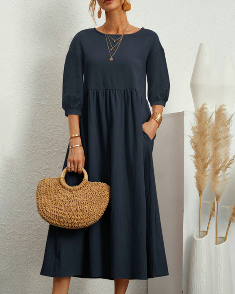 Arabella | Midi Dress with Pockets and 3/4 Sleeves