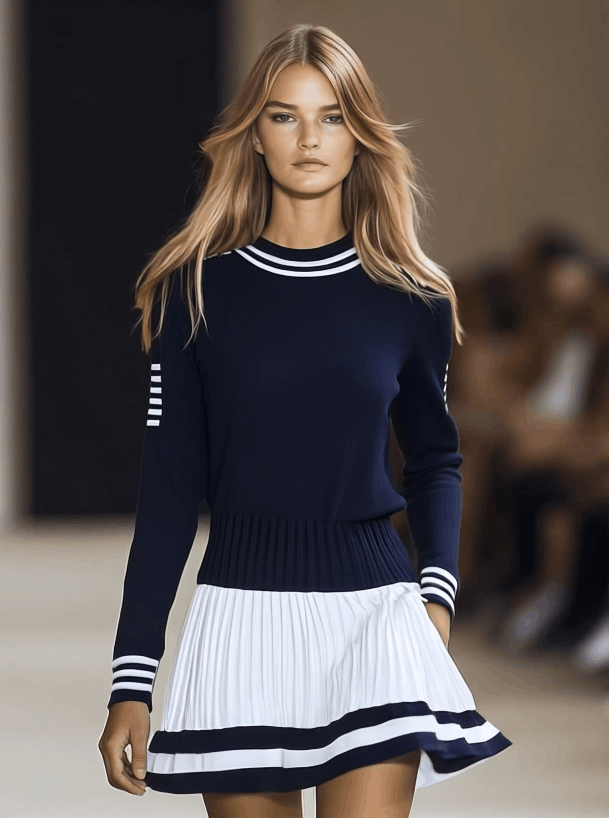 Sophie | Navy Blue & White Sporty Mini Dress