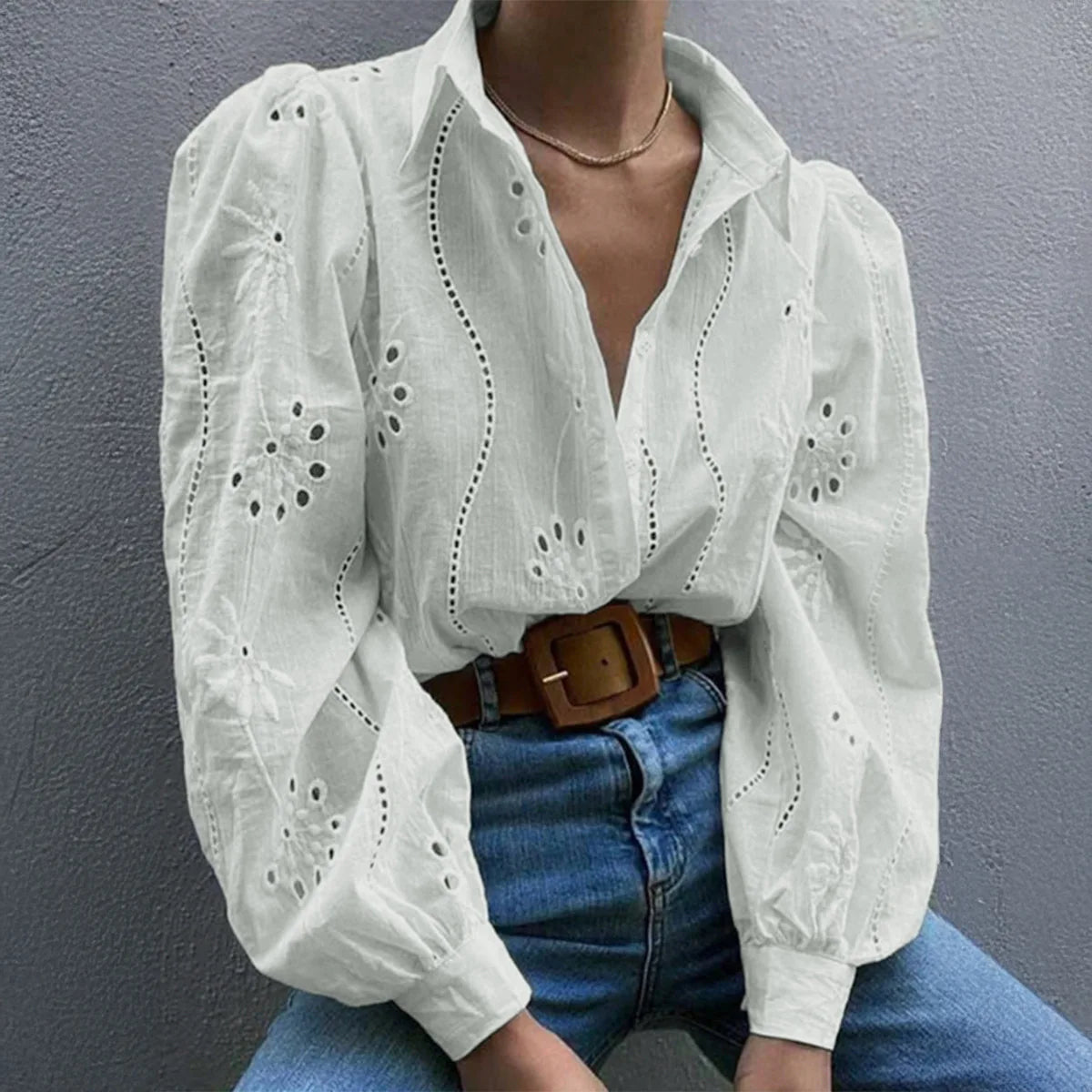 Charlotte | Broderie Anglaise Button Down Blouse