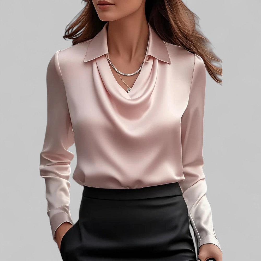 Holly | Satin Draped Neck Blouse