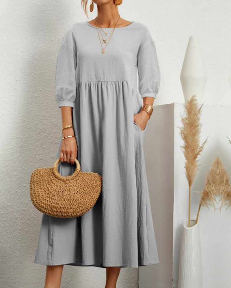 Arabella | Midi Dress with Pockets and 3/4 Sleeves